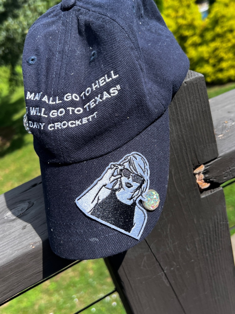 Taylor -Inspired Custom Rhinestone Baseball Cap hand detailed Upcycle